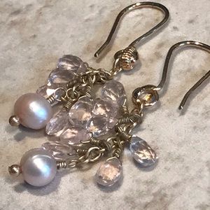 Rose quartz and Pearl earrings